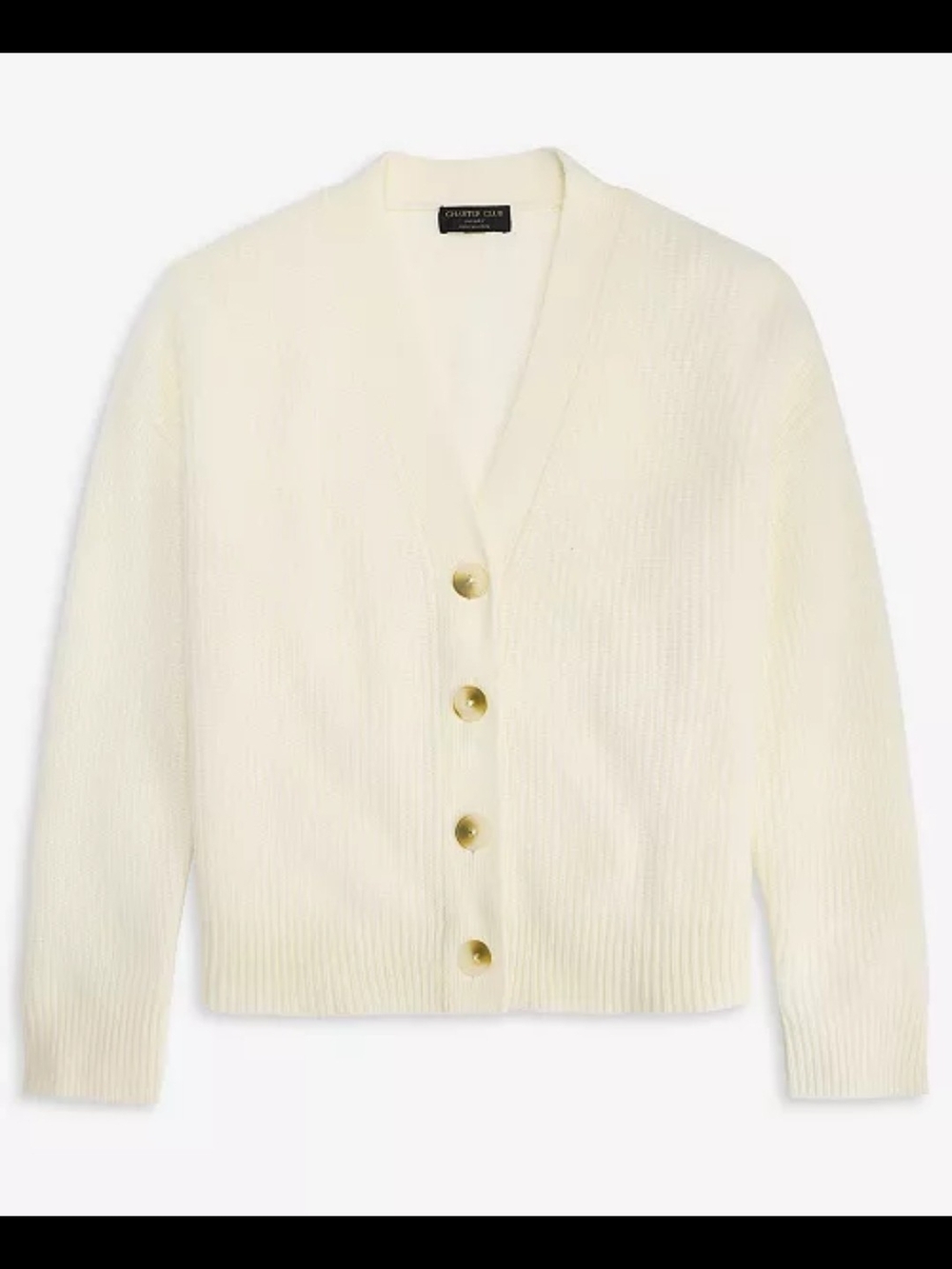 MSRP $279 Brand New WITH TAGS Cream V-Neck Button-Front Ribbed Cardigan
